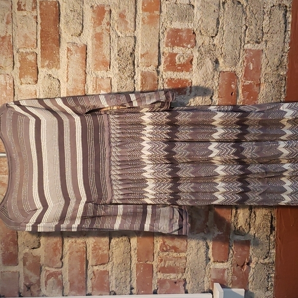 BCBG girls silver metallic and gray stripe dress - Picture 3 of 9